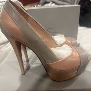 Pre-owned Jessica Simpson Weema platform peep-toe heels, size 8M, in Summer Haze